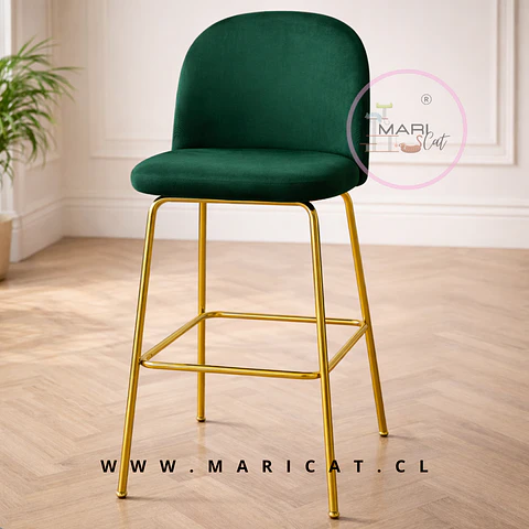 Taburete Bar Velvet Luxury Terciopelo Dorado 66cm