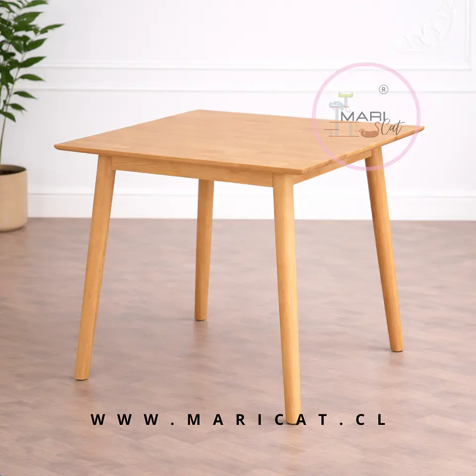 Mesa Vema Cuadrada 60x60 cm de Madera Natural – Diseño cafetería terraza 1