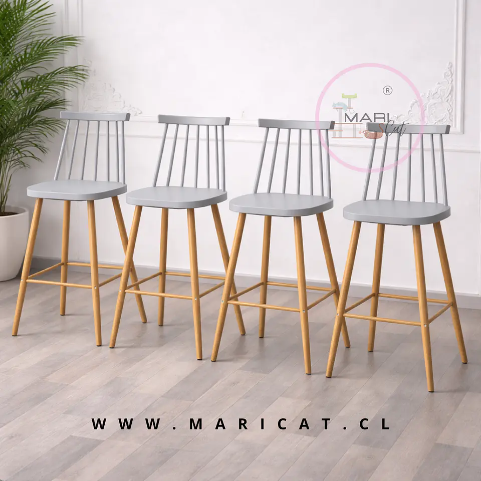 Pack 4 Taburete Bar Windsor Polipropileno Gris- Cocina terraza restuarant 1