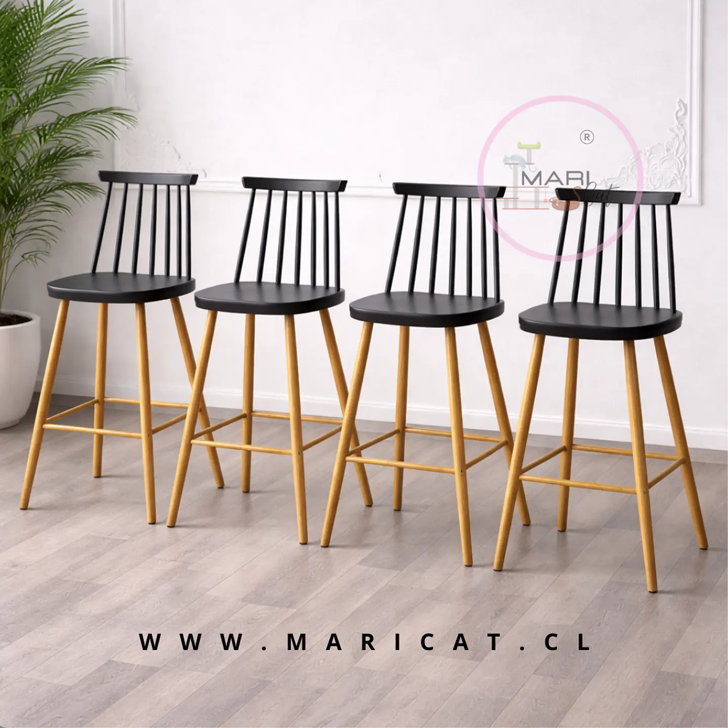 Pack 4 Taburete Bar Windsor Polipropileno - Cocina terraza restuarant 1