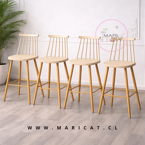 Taburete Bar Alto Windsor Polipropileno Beige 64cm