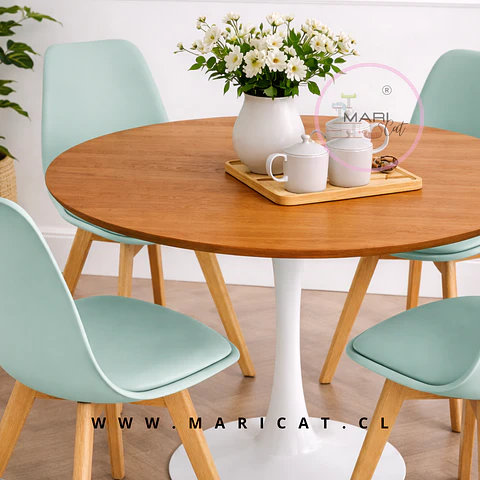 Comedor Redondo MDF 4 Sillas Tulip – Mesa 80cm