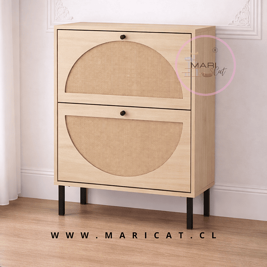 Mueble Organizador Zapatero Ratán Ruka Nordico de MDF – Diseño Natural y Compacto