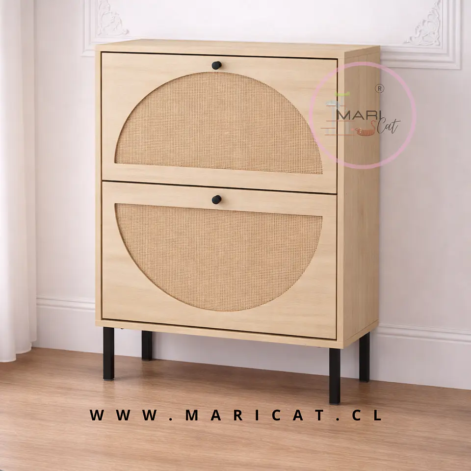 Mueble Zapatero Ratán Ruka Nordico de MDF – Recibidor Dormitorio multiuso 1