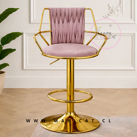 Taburete Bar Singa Giratorio con Pistón a Gas Velvet Rosa Lila
