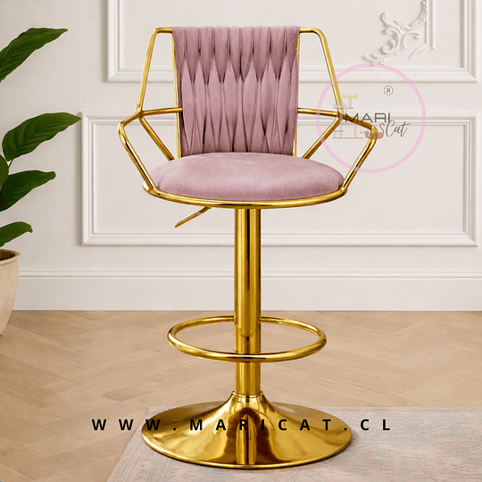 Taburete Bar Singa Giratorio con Pistón a Gas Velvet Rosa Lila