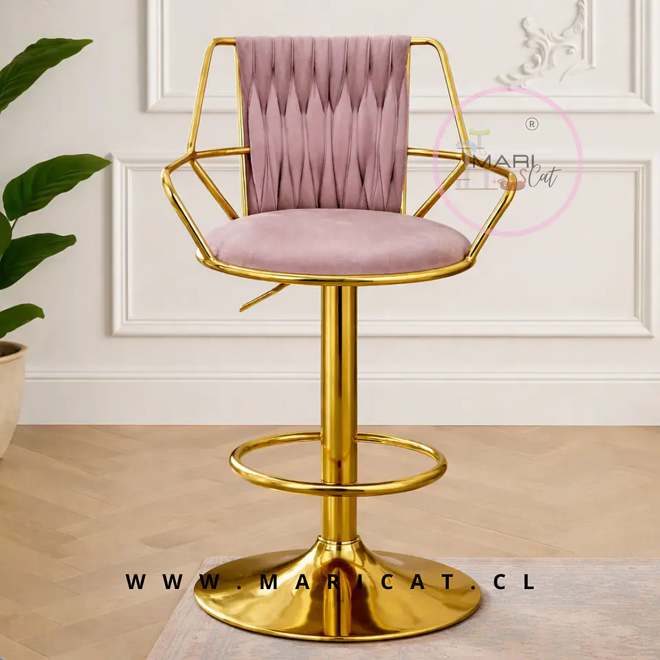 Taburete Bar Singa Giratorio con Pistón a Gas Velvet Rosa Lila 1