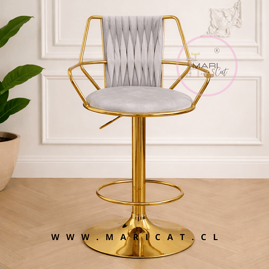 Taburete Bar Singa Giratorio con Pistón a Gas Velvet Gris