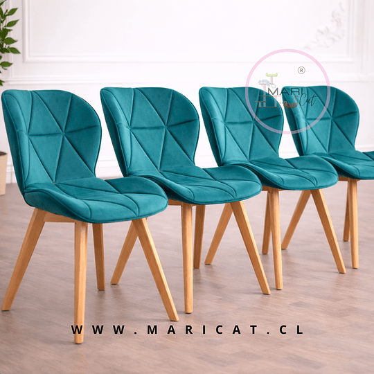 Mesa Redonda Vidrio Lyon Metal Wood + Silla Mariposa Tulip velvet Verde esmeralda azulado