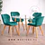 Mesa Redonda Vidrio Lyon Metal Wood + Silla Mariposa Tulip velvet Verde esmeralda azulado