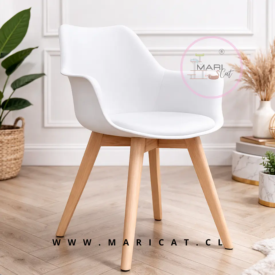 Butaca Eames Tulip Acolchada con Base de Madera 1
