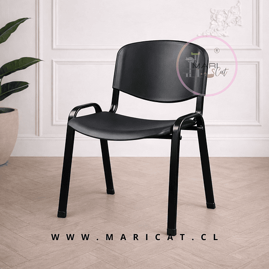 Silla ISO Negra de Polipropileno con Estructura Metálica – Reunión y Oficina