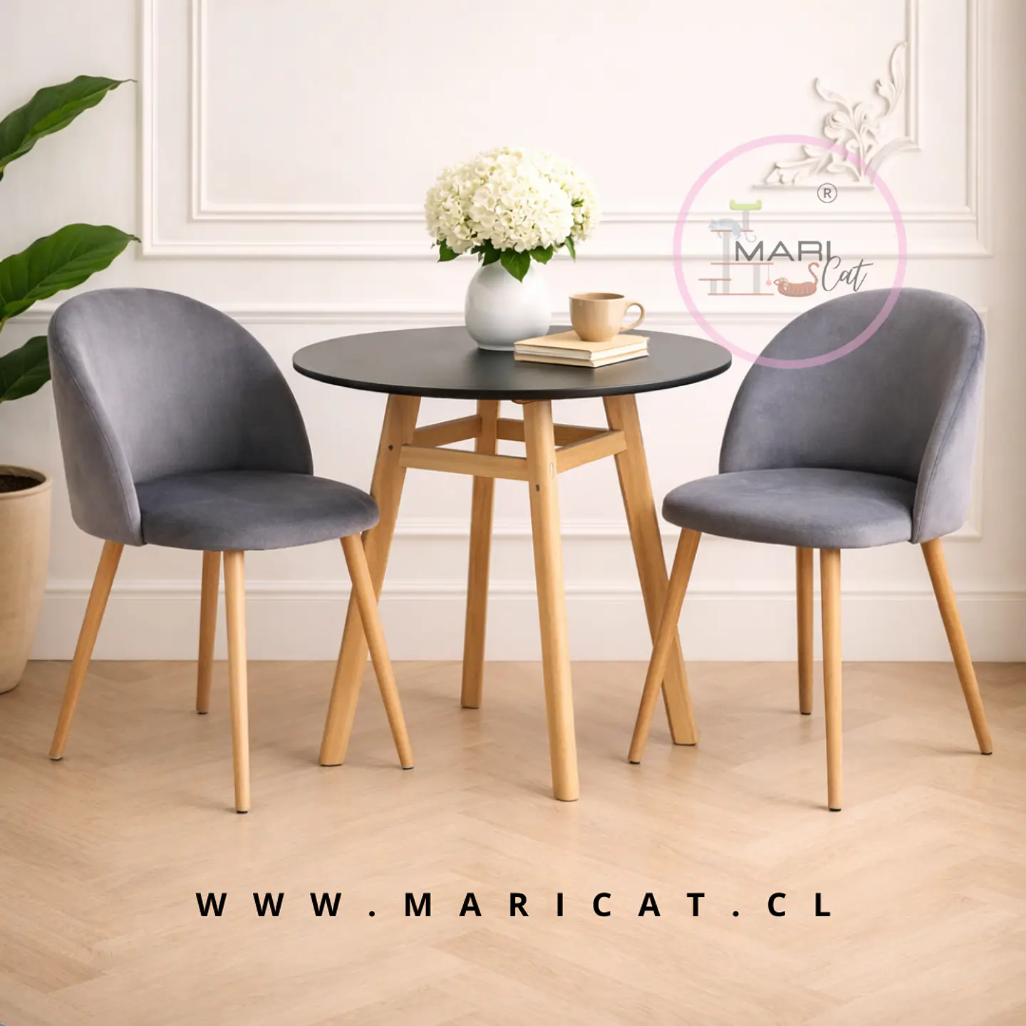 Comedor Redondo MDF 4 Sillas Nordic – Mesa 80cm 1