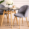Comedor Mesa Nordic 80 cm MDF Negro + 2 Sillas Nórdica Bread Gris 