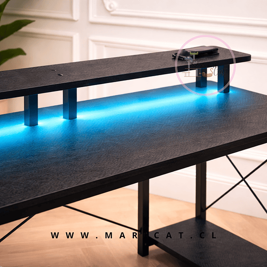 Escritorio Gamer Tekna 120 cm con LED – MDF y Estructura Metálica