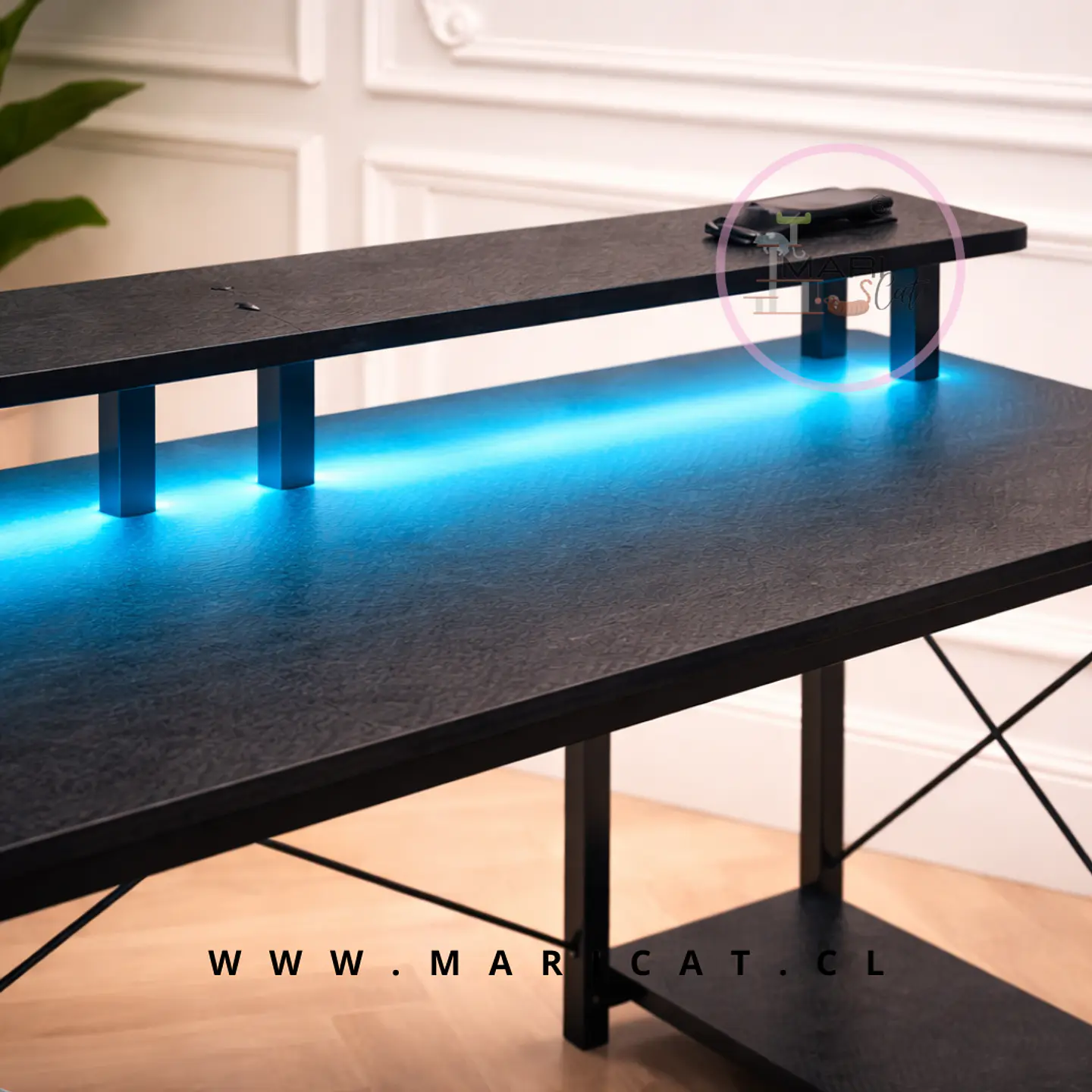 Escritorio Gamer 120 cm con LED MDF Metal Tekna 2