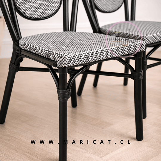 Pack 4 Silla Provence Parisina de Rattan para Exterior con Estructura de Aluminio – Gris Claro