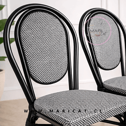 Pack 4 Silla Provence Parisina de Rattan para Exterior con Estructura de Aluminio – Gris Claro