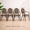 Pack 4 Silla Provence Parisina de Rattan con Reposabrazos para Exterior con Estructura de Aluminio – Café Oscuro