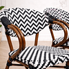 Pack 4 Silla Bistro Parisina Ratán Blanca y Negra con Reposabrazos y Aluminio Imitación Madera