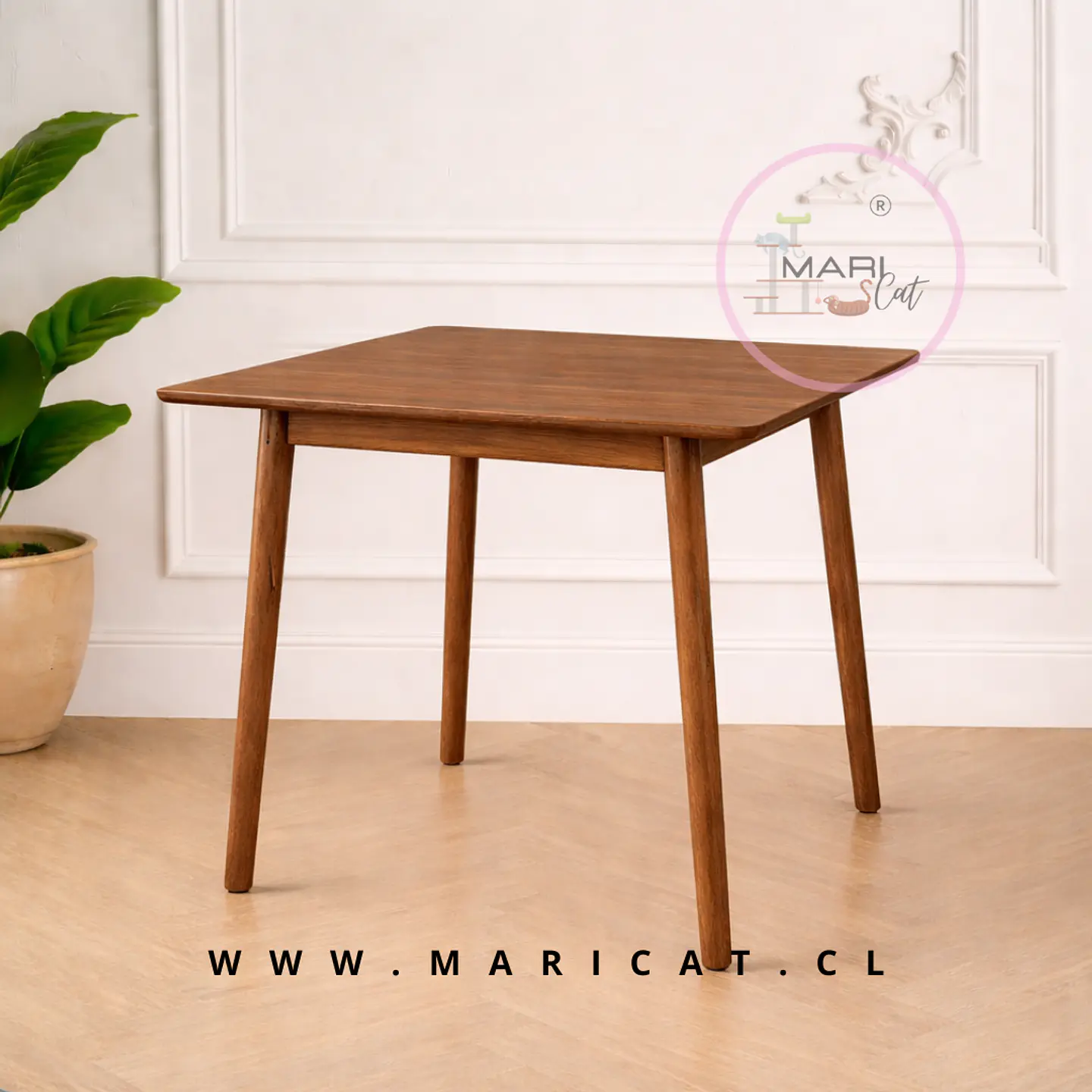 Mesa Vema Cuadrada 60x60 cm de Madera Natural – Diseño cafetería terraza 1
