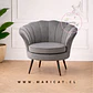 Poltrona Pétalo Felpa Gris con Patas de Metal Doradas o Negras – Diseño Compacto y Elegante - Miniatura 3