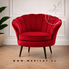 Poltrona Pétalo Felpa Rojo con Patas de Metal Doradas o Negras – Diseño Compacto y Elegante