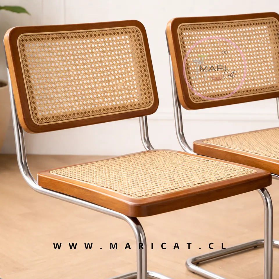 Packs de 2 Silla Breuer Madera Oscura y Rattan Silver 2