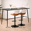 Set 1 Mesa Bar Lyon MDF 120x60x105 cm Negra + 2 Taburetes Mut Ecocuero Café y Bouclé Beige