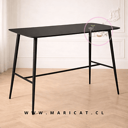 Mesa Bar Alta Rectangular Lyon Black MDF Metal