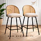 Pack 2 Taburete Bar Regulable Industrial Eco Cuero Beige - Miniatura 1