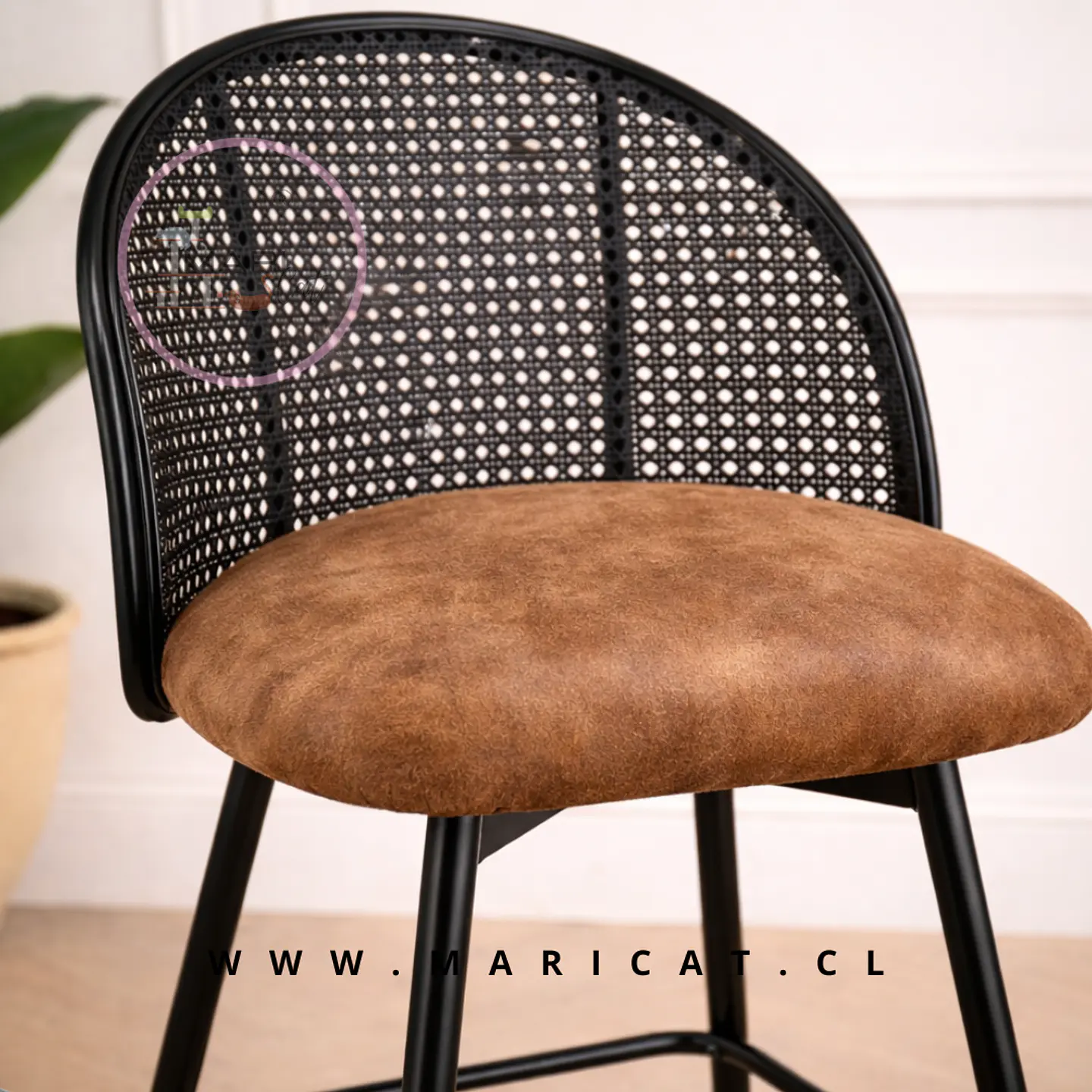 Pack 2 Taburete Bar Regulable Industrial Eco Cuero Café 3