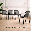 Set 4 Silla Butaca France de Polipropileno Negro con Apoyabrazos – Apilable, Resistente y Diseño Moderno