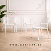 Set 4 Silla Butaca France de Polipropileno Blanco con Apoyabrazos – Apilable, Resistente y Diseño Moderno