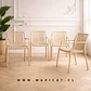 Set 4 Silla Butaca France de Polipropileno Beige con Apoyabrazos – Apilable, Resistente y Diseño Moderno - Miniatura 1