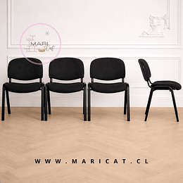 Silla ISO Negra Lino con Estructura Metálica – Reunión y Oficina