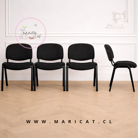 Silla ISO Negra Lino con Estructura Metálica
