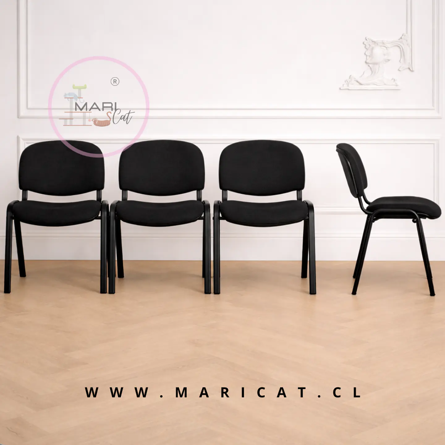Silla ISO Negra Lino con Estructura Metálica 1