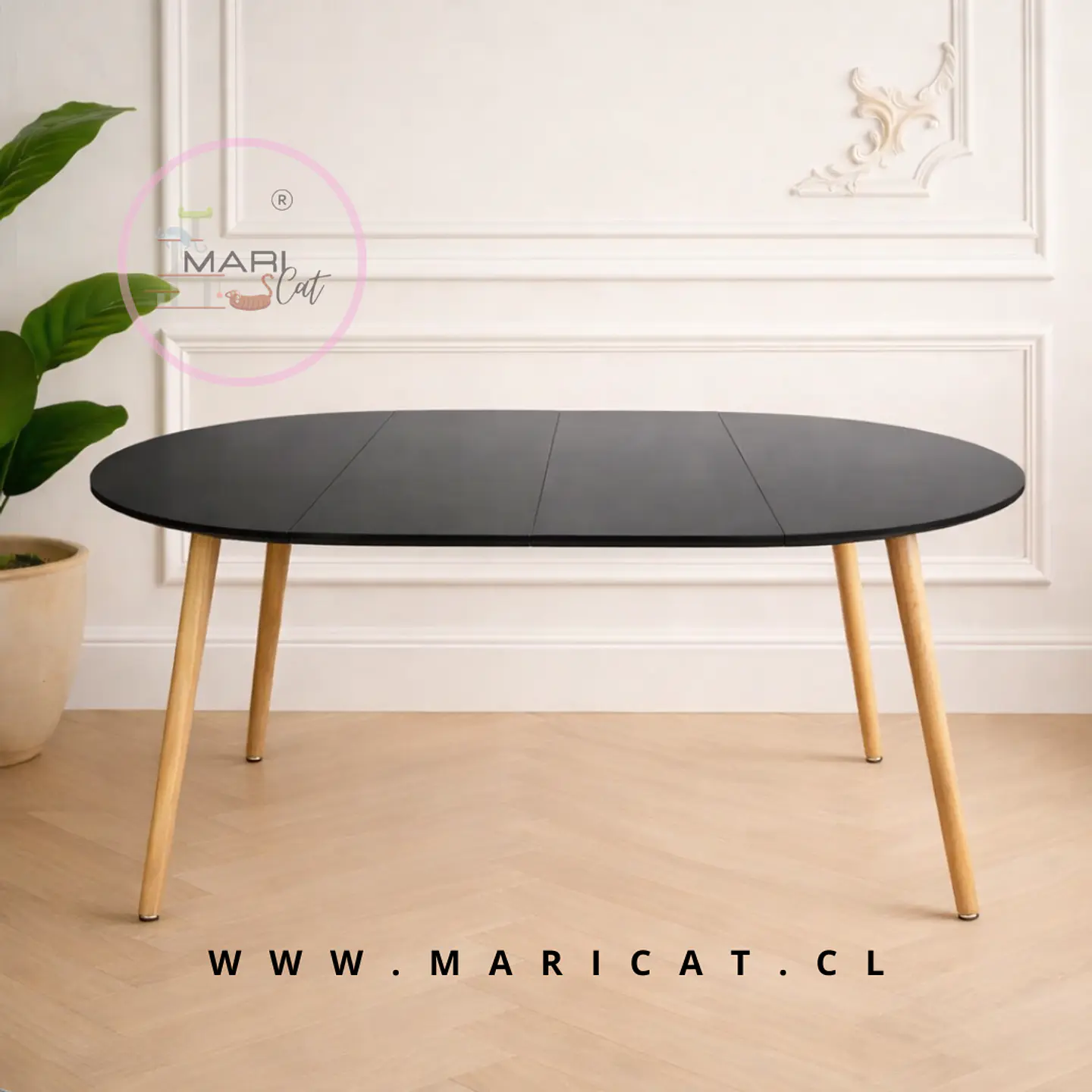 Mesa Expandible Rectangular tres en uno Black MDF Black de comedor o reunion 1