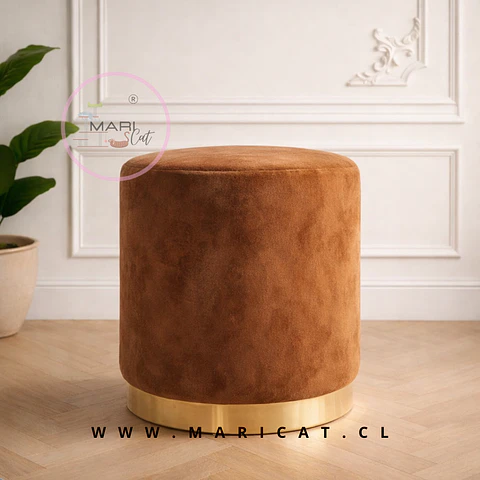 Puff Velvet Felpa con Base Dorada – Decorativo