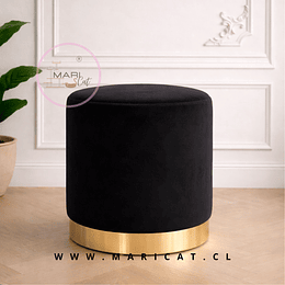Puff Velvet Gold de Felpa Negro– Decorativo y Compacto