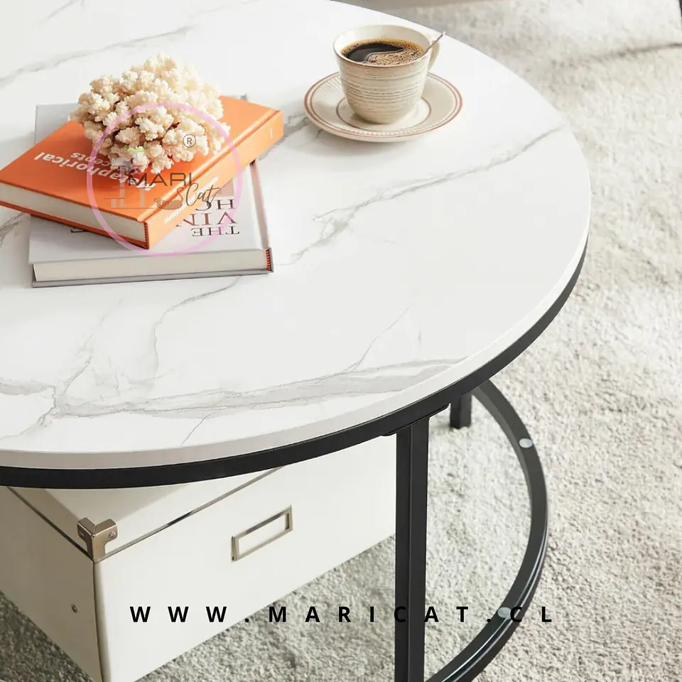 Set de 2 Sitial Burgos Albania Cuerina + 1 Mesa de Centro dos niveles Black-Living Recepción oficina 3