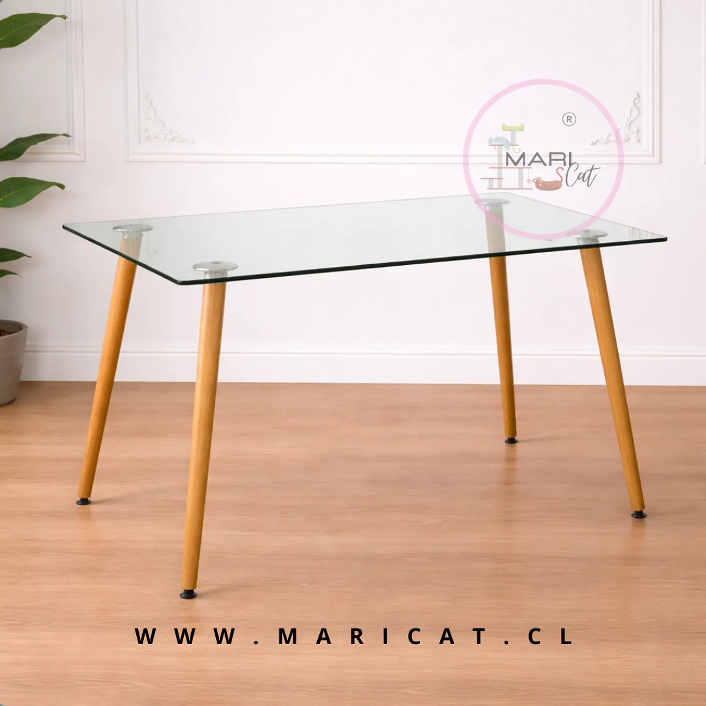 Mesa Rectangular Vidrio con estructura Metal Wood Comedor Cocina 160x80 1
