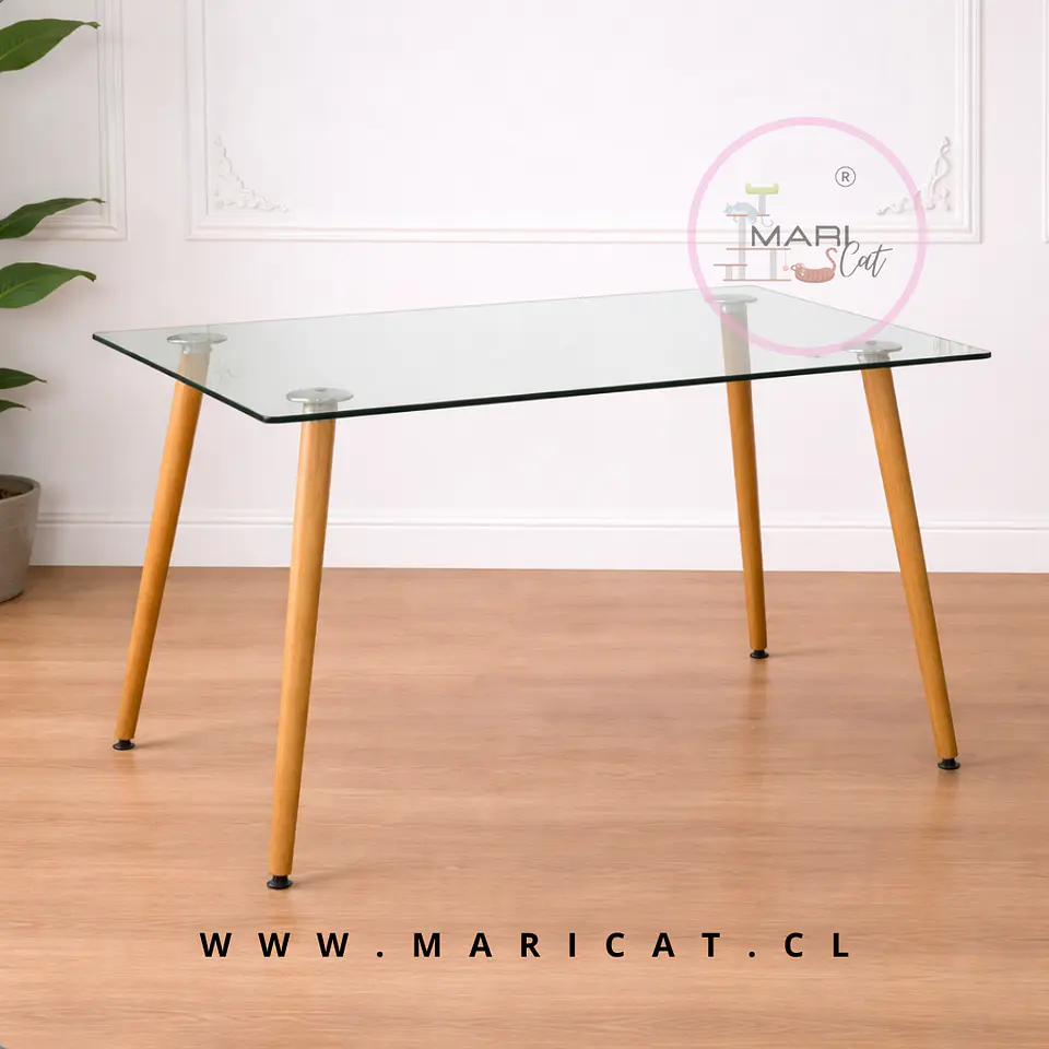 Mesa Rectangular Vidrio con estructura Metal Wood Comedor Cocina 160x80 1