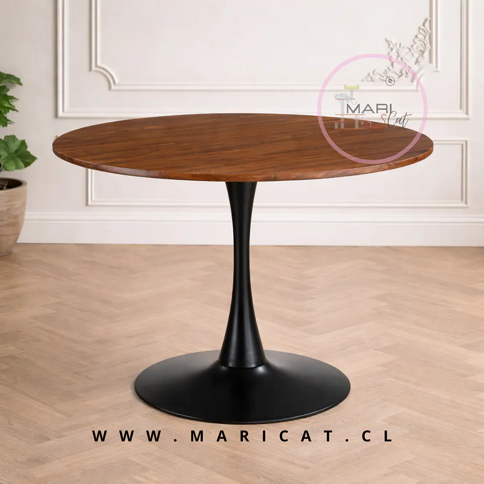 Mesa Tulip Redonda MDF y Base Metálica Wood 1