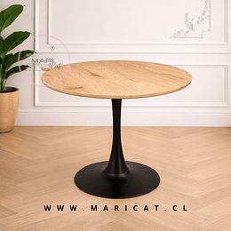 Mesa Tulip Redonda MDF y Base Metálica Wood Media