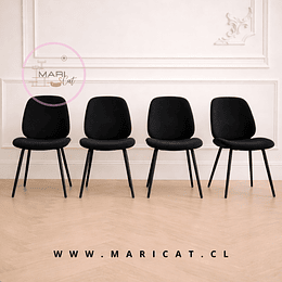 Pack de 4 Silla Mariposa spoon Top Lino con Patas de metal color negro – Diseño Moderno y Funcional