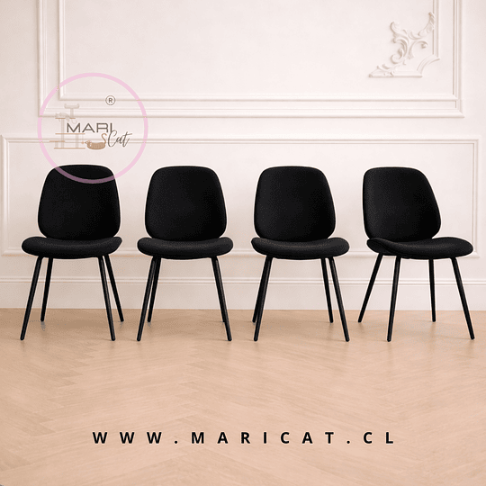 Pack de 4 Silla Mariposa spoon Top Lino con Patas de metal color negro – Diseño Moderno y Funcional