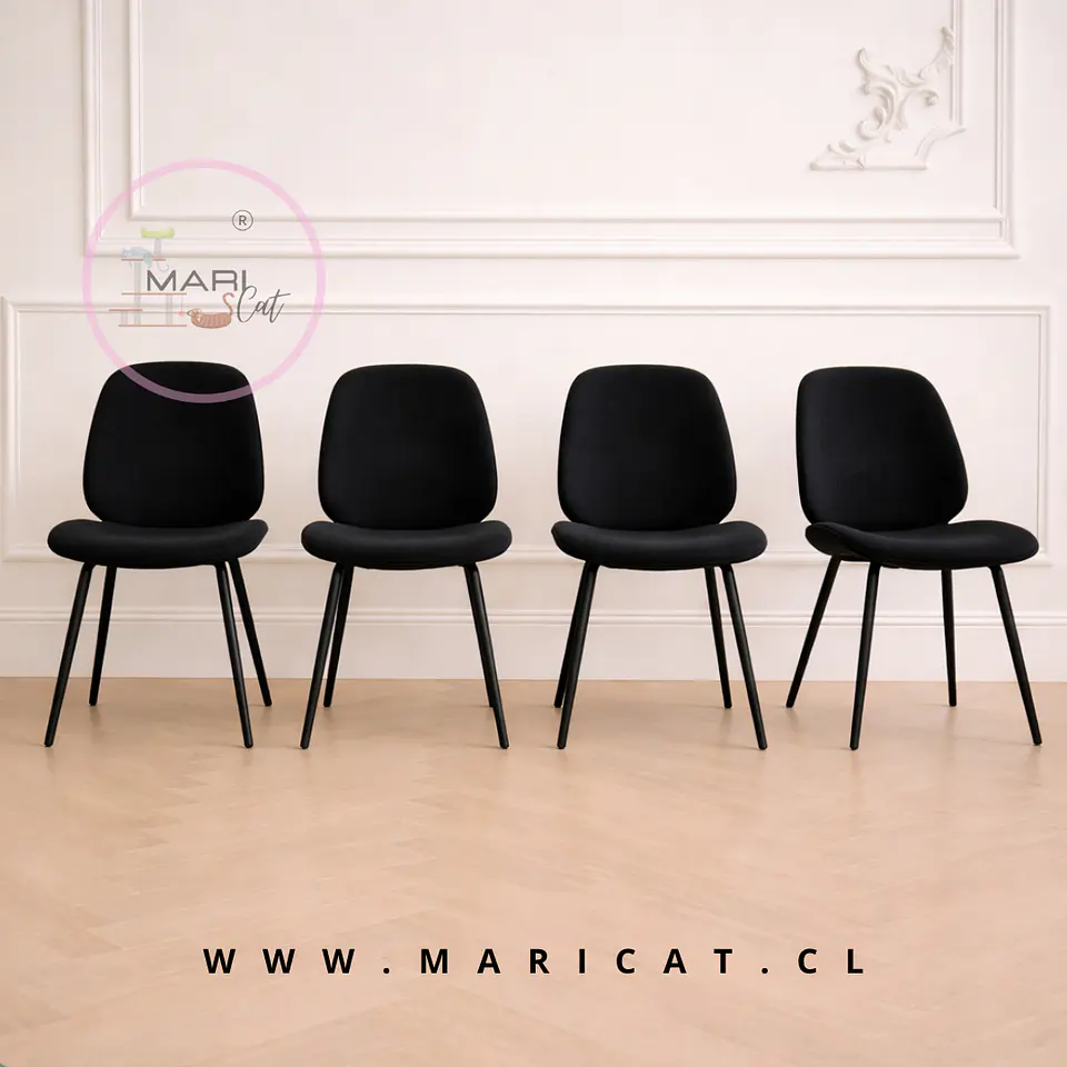 Pack de 4 Sillas Mariposa spoon Asiento Lino Negro con Patas de Madera  1