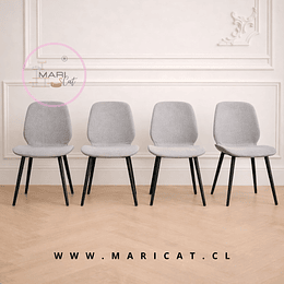 Pack de 4 Silla Mariposa spoon Top Lino con Patas de Meta color Negro– Diseño Moderno y Funcional